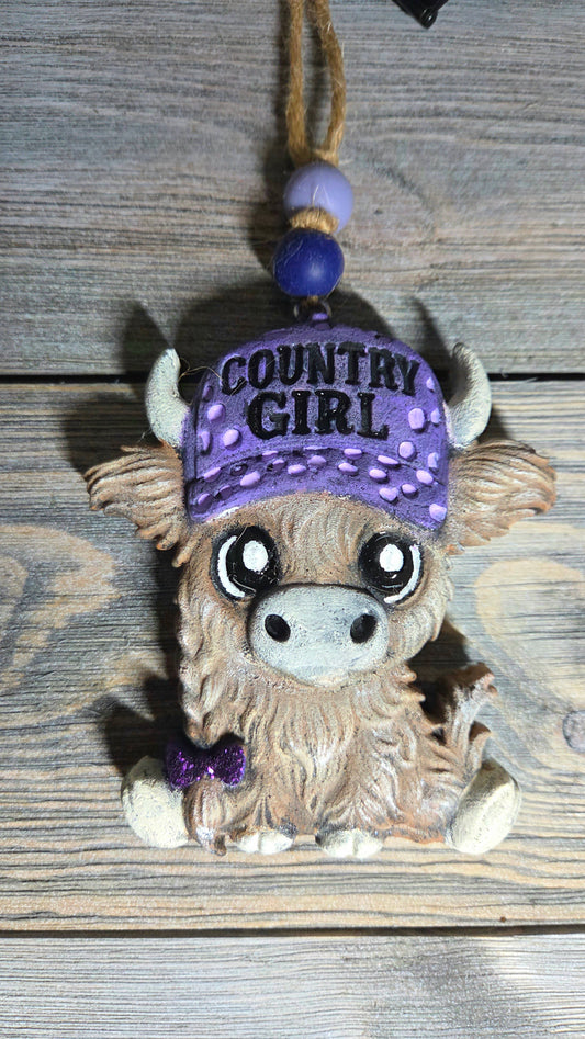 3D HIghland Cow with hat